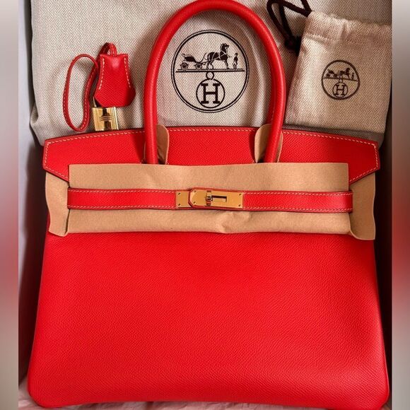 100% authentic Hermes Birkin 30 Rose Jaipur Pink Peach Epsom Leather with ghw - Picture 1 of 14